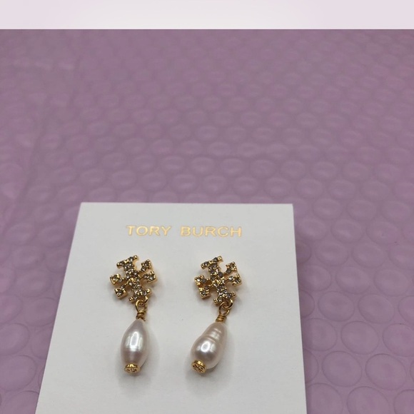 Tory Burch Gold and White Pearl Earrings - Picture 2 of 2